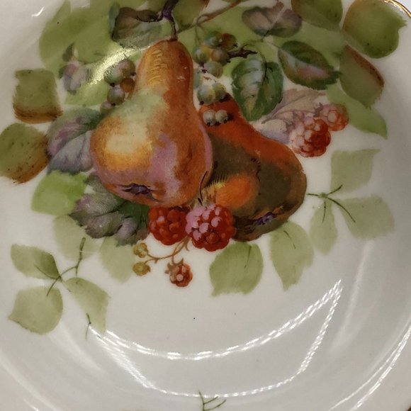 VTG GoldCastle Candy Dish/ Handles Apples Strawberries /Pear Japan Gold Set of 2 - Picture 10 of 10